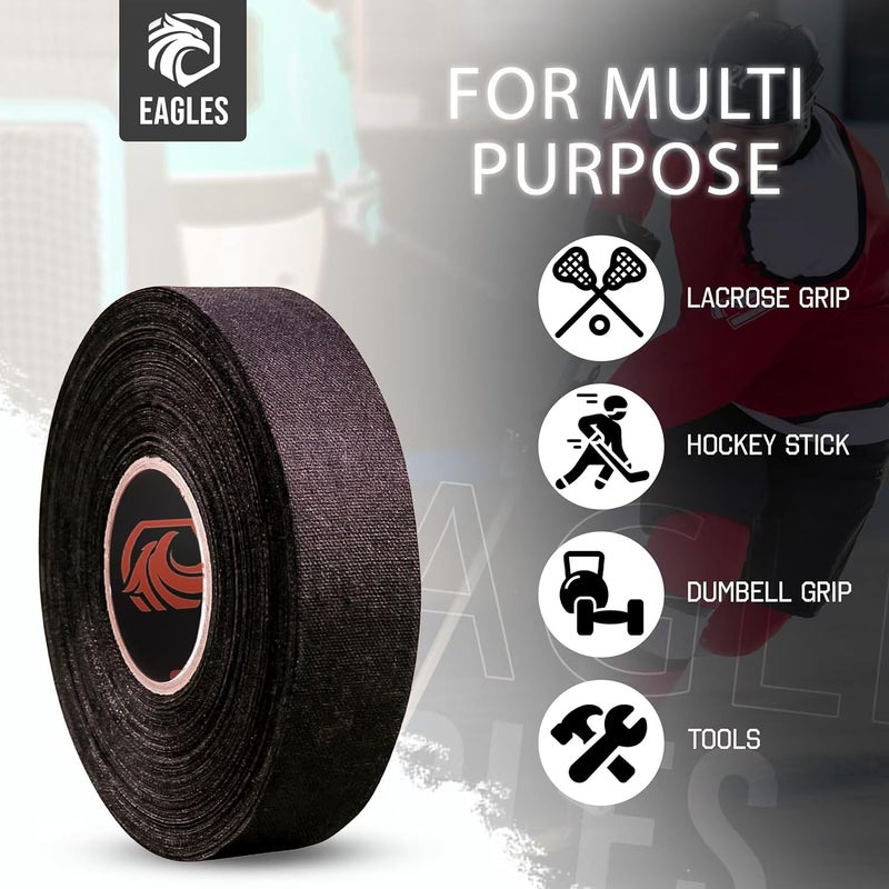 Eagle's Bulk Hockey Tape Black, White or Clear Multipurpose Tape Roll - Strong Adhesive - Durable Cloth or PVC Tape - Hokey Sports Gifts, Accessories, Equipment, Gear - Image 3